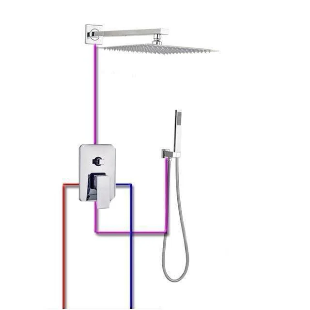 Index Bath Stainless Steel Chrome Wall Mount Rainfall Shower Tap Set -Bathlova