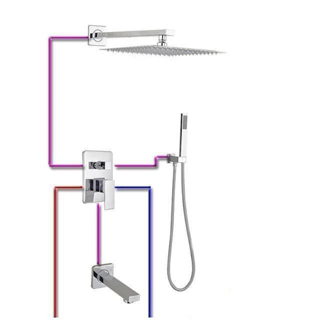 Index Bath Stainless Steel Chrome Wall Mount Rainfall Shower Tap Set -Bathlova