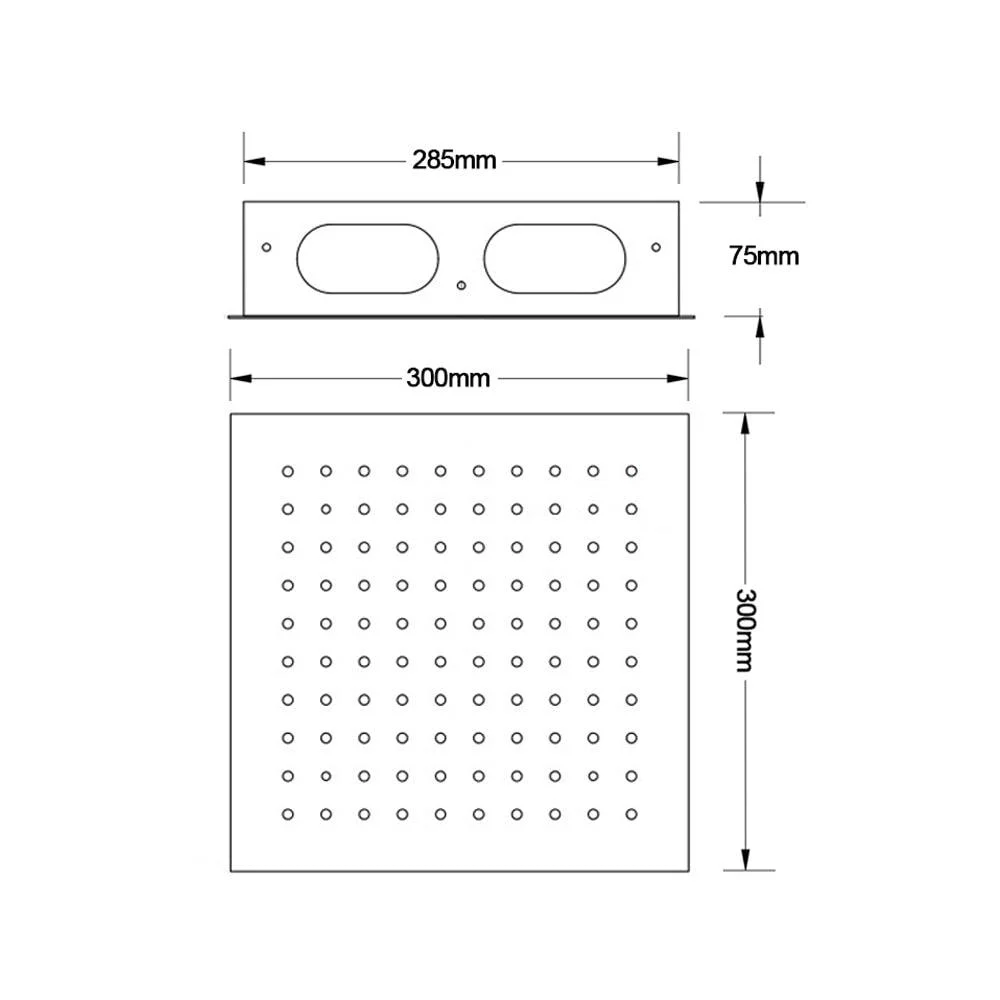 Index Bath Stainless Steel Rainfall LED Light 12" Shower Ceiling Embedded Shower Head -Bathlova