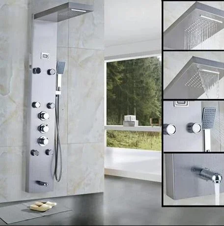 Index Bath Stainless Steel Shower Panel And Jet Rain Shower With Thermostatic Mixer Tap -Bathlova