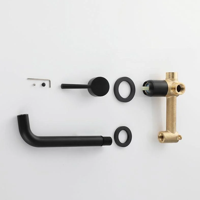 Industrial Sink Tap Brass Lever Handles Low Arc Wall Mounted Bathroom Tap -Bathlova