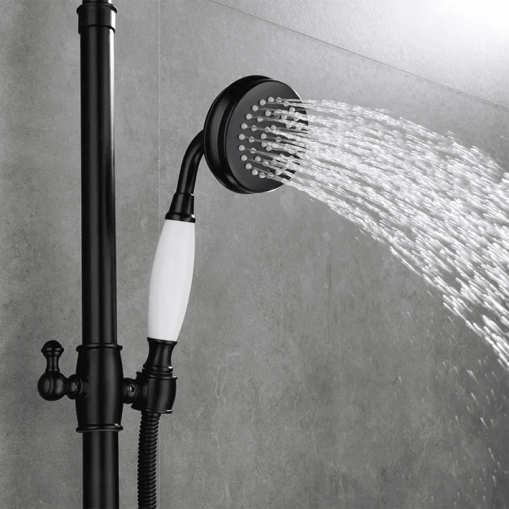 Industrial Style Wall-Mounted Shower System in Black - 2-function -Bathlova