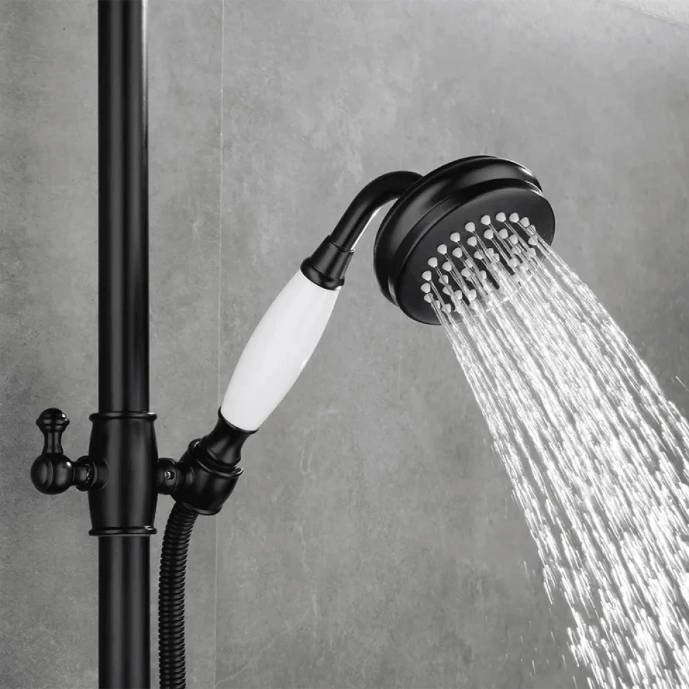 Industrial Style Wall-Mounted Shower System in Black - 2-function -Bathlova