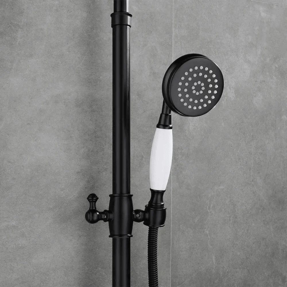 Industrial Style Wall-Mounted Shower System in Black - 2-function -Bathlova