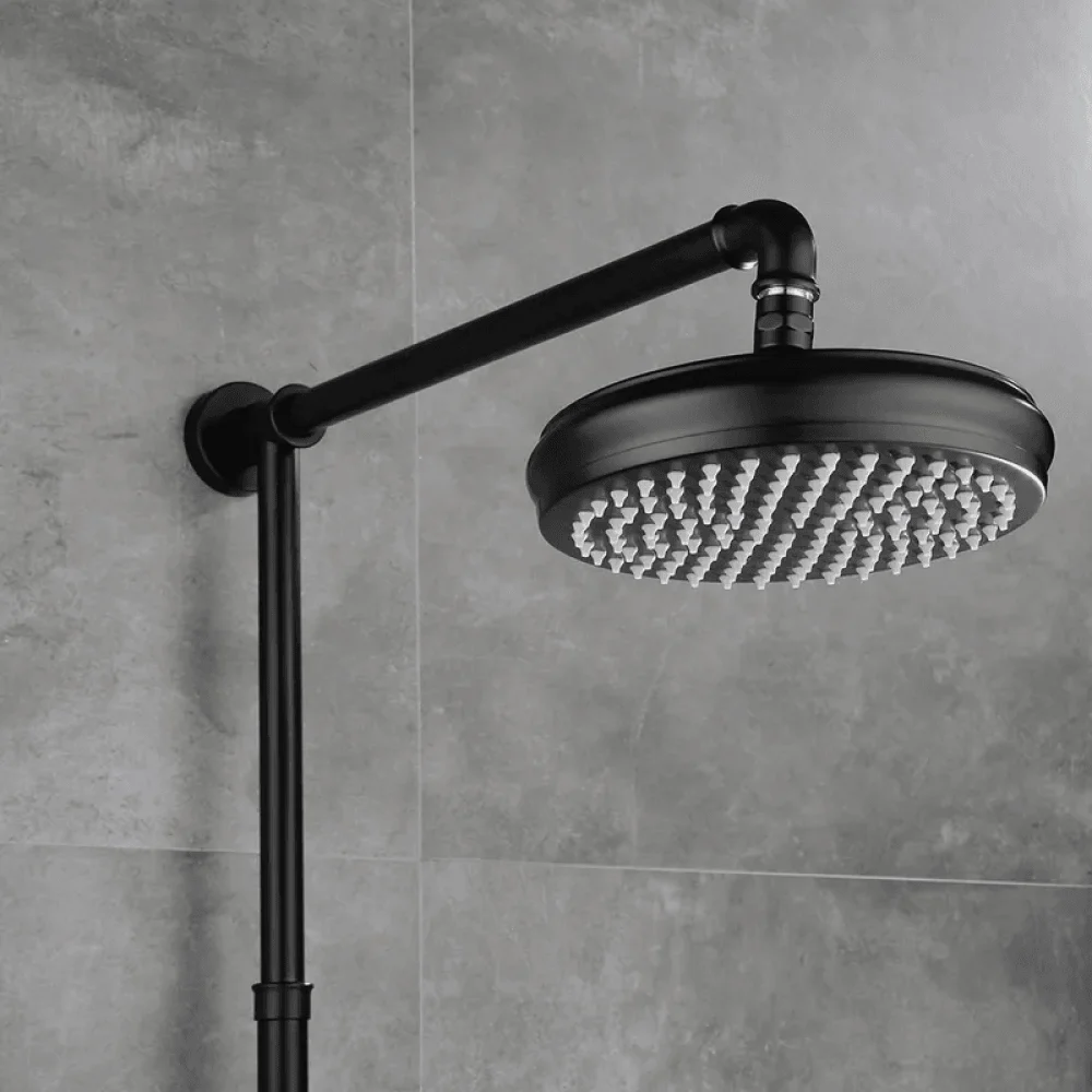 Industrial Style Wall-Mounted Shower System in Black - 2-function -Bathlova