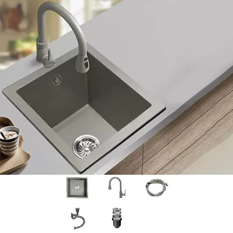 Kitchen Ceramic Sink Grey Pull-out Tap Rod Handle Anti-spill Sink -Bathlova