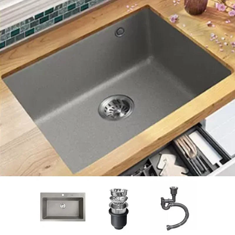 Kitchen Ceramic Sink Grey Pull-out Tap Rod Handle Anti-spill Sink -Bathlova