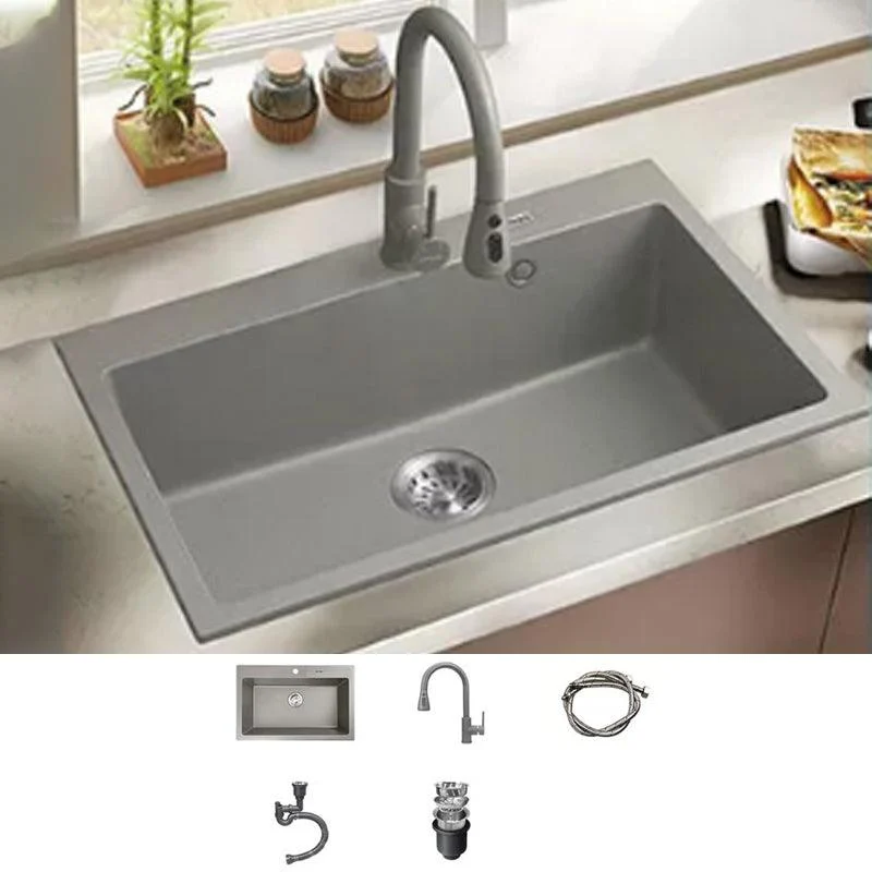 Kitchen Ceramic Sink Grey Pull-out Tap Rod Handle Anti-spill Sink -Bathlova