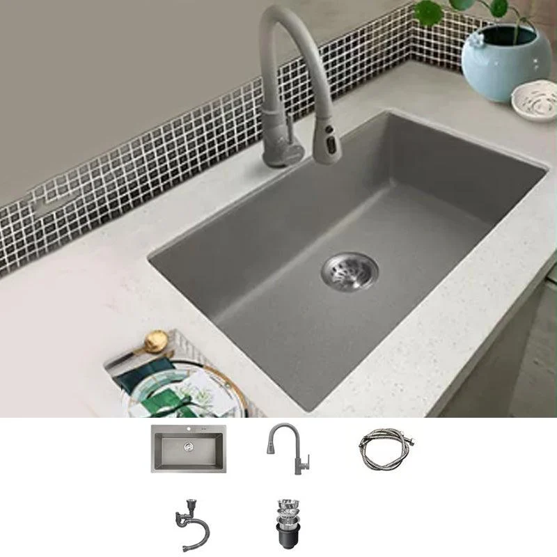 Kitchen Ceramic Sink Grey Pull-out Tap Rod Handle Anti-spill Sink -Bathlova