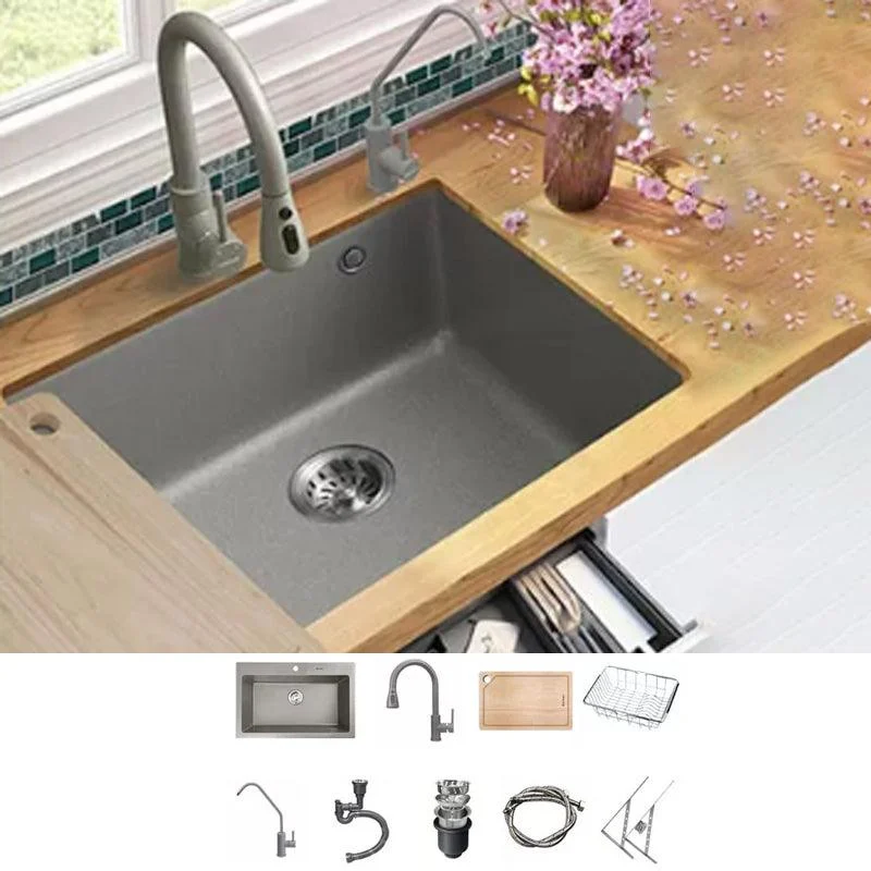 Kitchen Ceramic Sink Grey Pull-out Tap Rod Handle Anti-spill Sink -Bathlova