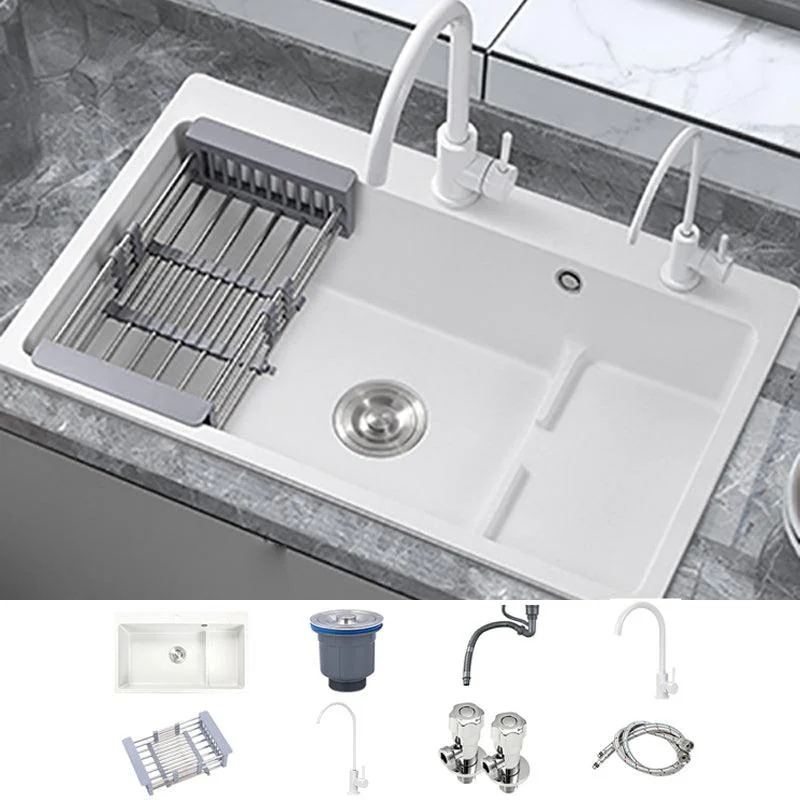 Kitchen Ceramic Sink Rectangular Anti-spill Pull-out Tap Ceramic Sink -Bathlova