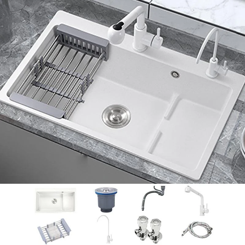 Kitchen Ceramic Sink Rectangular Anti-spill Pull-out Tap Ceramic Sink -Bathlova