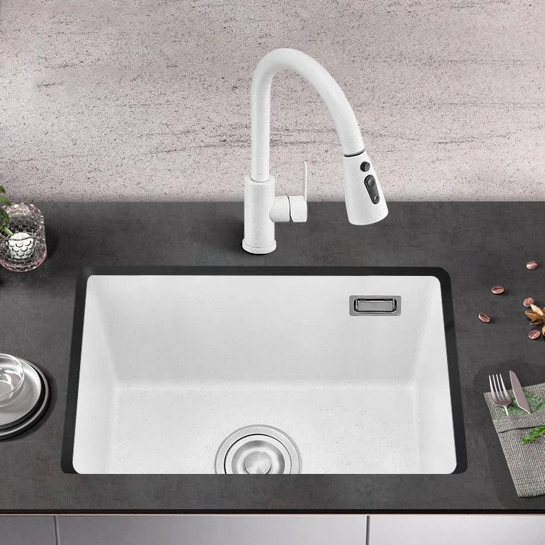 Kitchen Ceramic Sink White Pull-out Tap Anti-spill Rectangular Sink -Bathlova