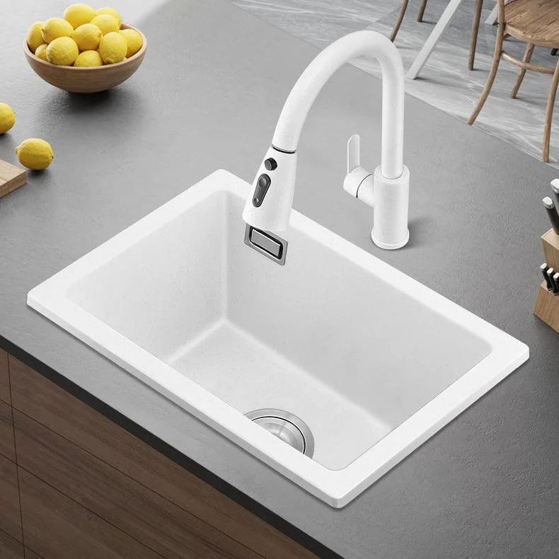 Kitchen Ceramic Sink White Pull-out Tap Anti-spill Rectangular Sink -Bathlova