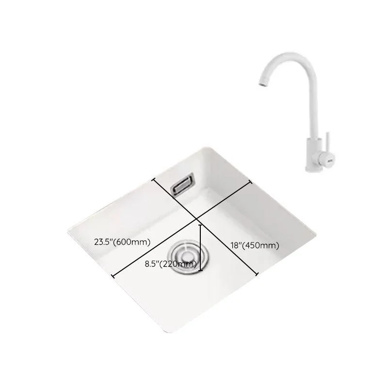 Kitchen Ceramic Sink White Pull-out Tap Anti-spill Rectangular Sink -Bathlova