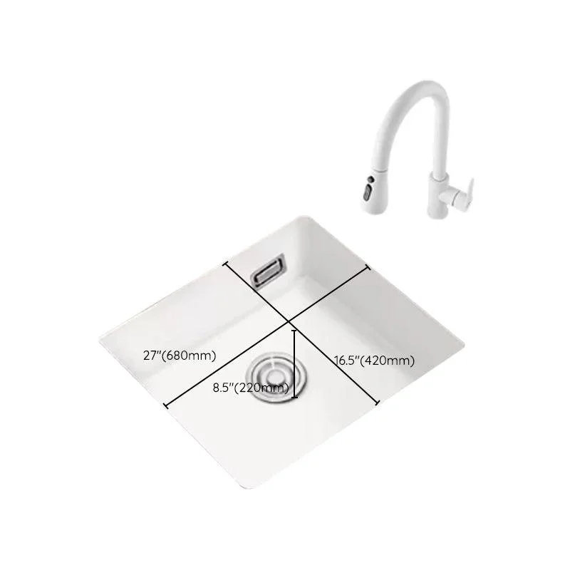 Kitchen Ceramic Sink White Pull-out Tap Anti-spill Rectangular Sink -Bathlova