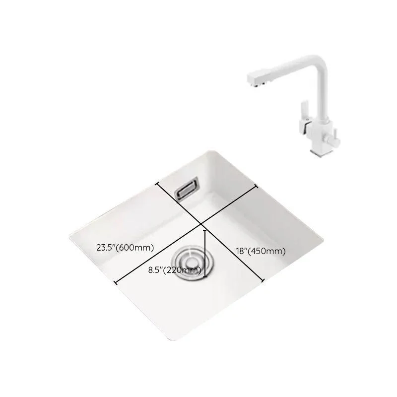 Kitchen Ceramic Sink White Pull-out Tap Anti-spill Rectangular Sink -Bathlova