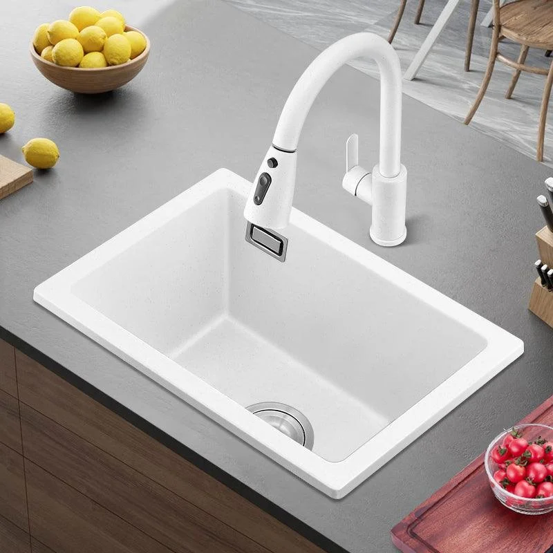 Kitchen Ceramic Sink White Pull-out Tap Anti-spill Rectangular Sink -Bathlova