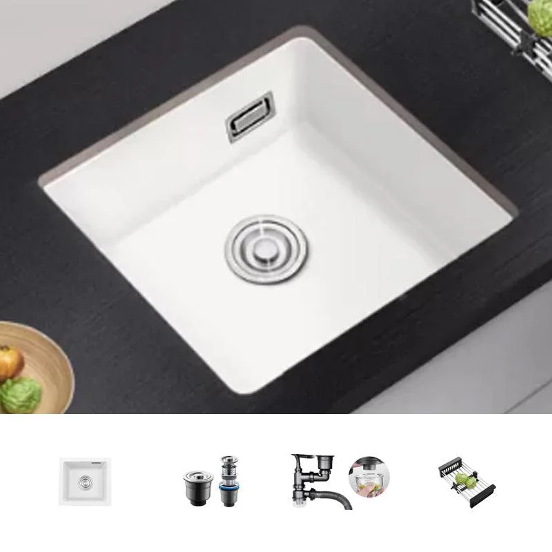 Kitchen Ceramic Sink White Pull-out Tap Anti-spill Rectangular Sink -Bathlova