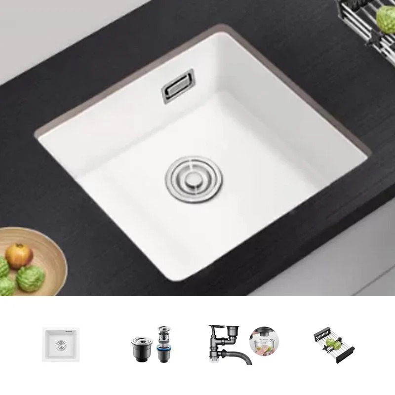 Kitchen Ceramic Sink White Pull-out Tap Anti-spill Rectangular Sink -Bathlova