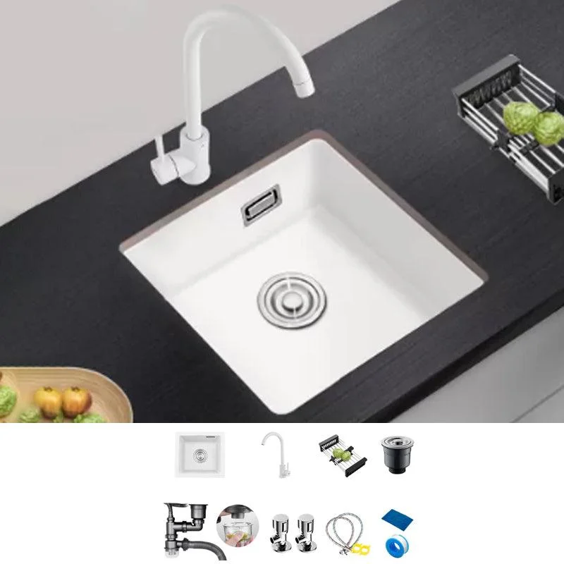 Kitchen Ceramic Sink White Pull-out Tap Anti-spill Rectangular Sink -Bathlova