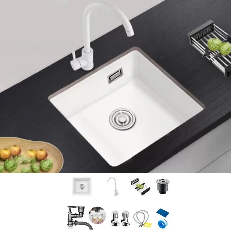 Kitchen Ceramic Sink White Pull-out Tap Anti-spill Rectangular Sink -Bathlova