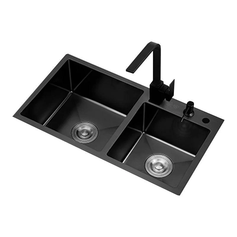 Kitchen Double Sink Stainless Steel Drop-In Kitchen Sink in Black -Bathlova