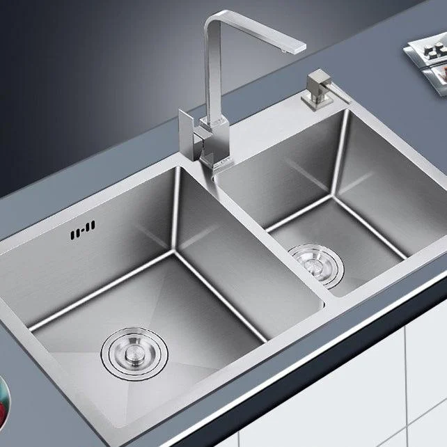 Kitchen Double Sink Stainless Steel Modern Style Drop-In Kitchen Sink -Bathlova