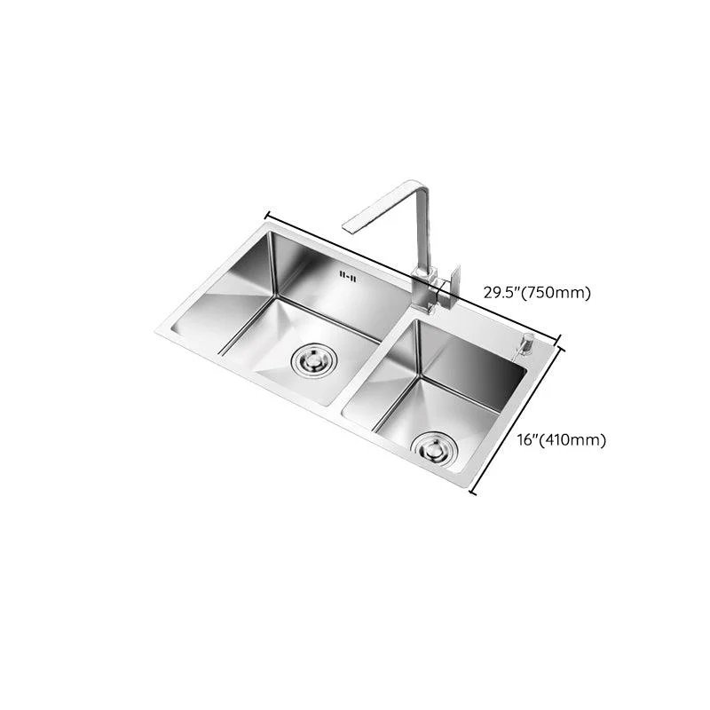 Kitchen Double Sink Stainless Steel Modern Style Drop-In Kitchen Sink -Bathlova