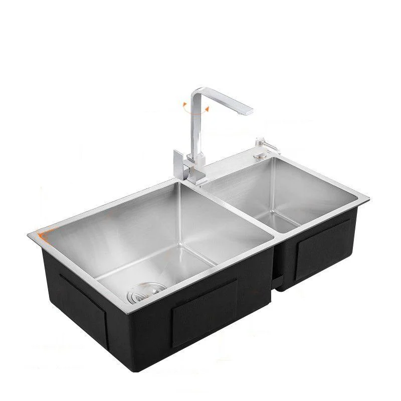 Kitchen Double Sink Stainless Steel Modern Style Drop-In Kitchen Sink -Bathlova