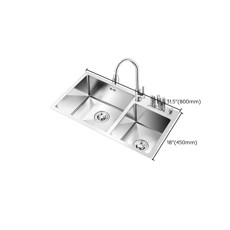 Kitchen Double Sink Stainless Steel Modern Style Drop-In Kitchen Sink -Bathlova