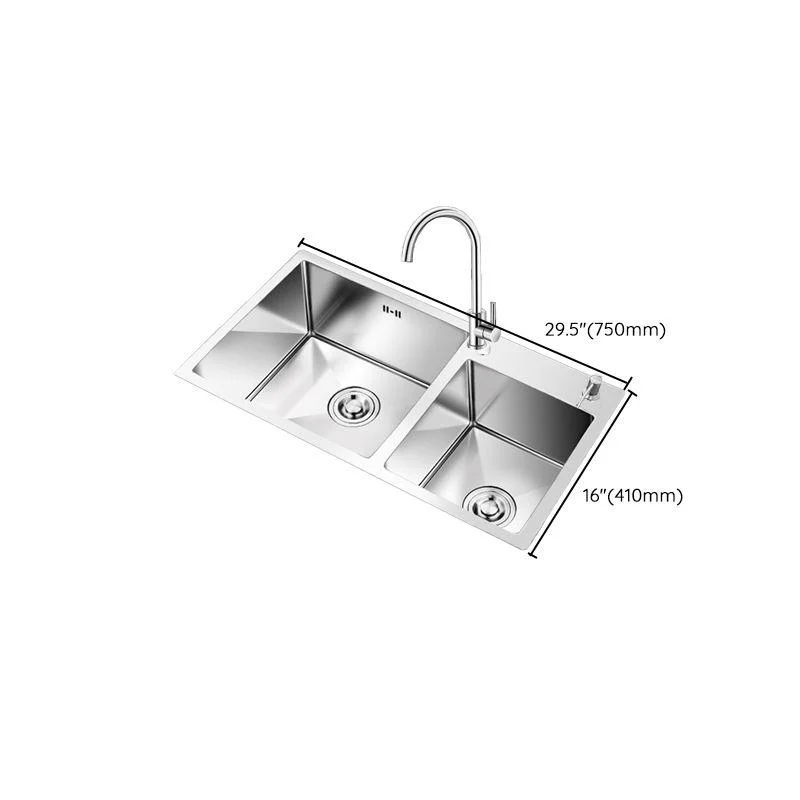 Kitchen Double Sink Stainless Steel Modern Style Drop-In Kitchen Sink -Bathlova