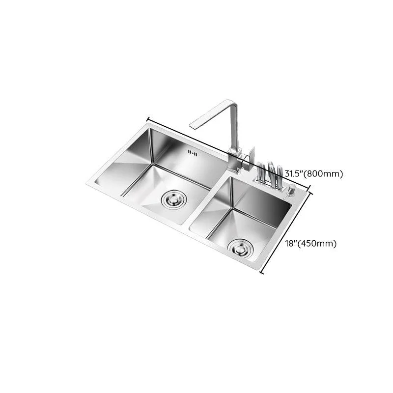 Kitchen Double Sink Stainless Steel Modern Style Drop-In Kitchen Sink -Bathlova