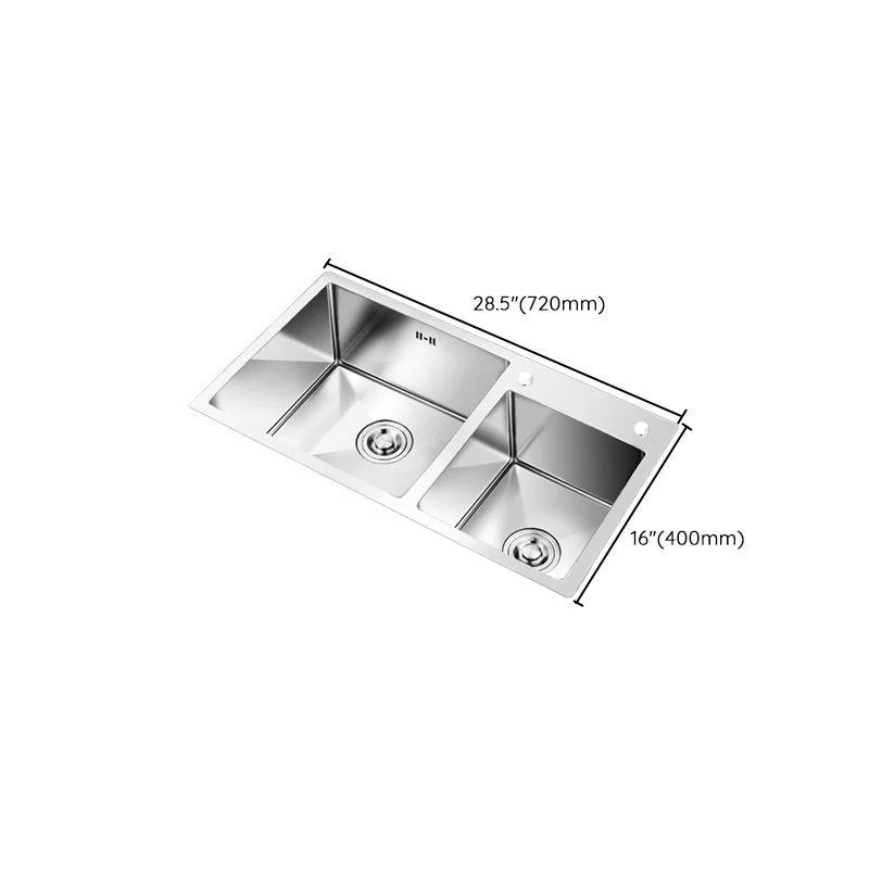 Kitchen Double Sink Stainless Steel Modern Style Drop-In Kitchen Sink -Bathlova