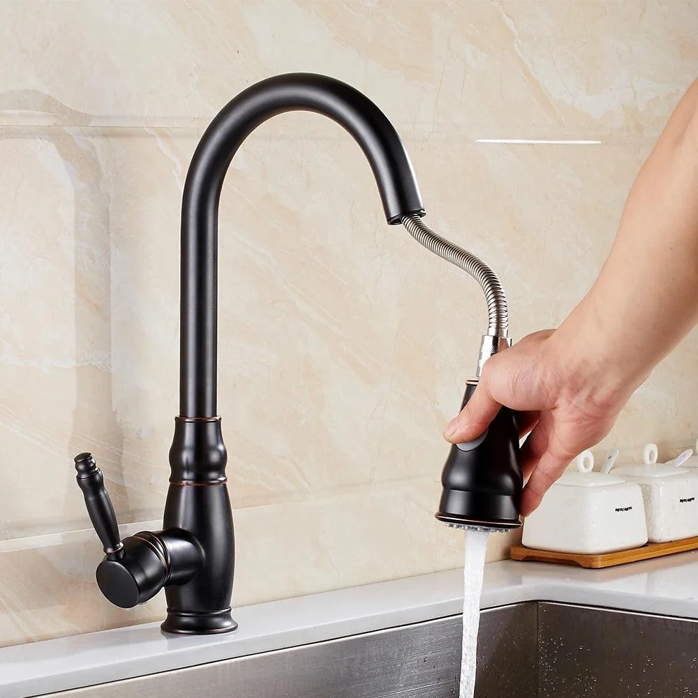 Kitchen Mixer Black Pull Out Kitchen Tap Deck Mount Kitchen Tap -Bathlova