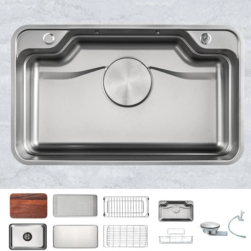 Kitchen Sink Basket Strainer Stainless Steel Undermount Kitchen Sink with Cutting-Board -Bathlova