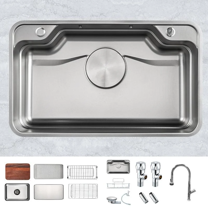 Kitchen Sink Basket Strainer Stainless Steel Undermount Kitchen Sink with Cutting-Board -Bathlova