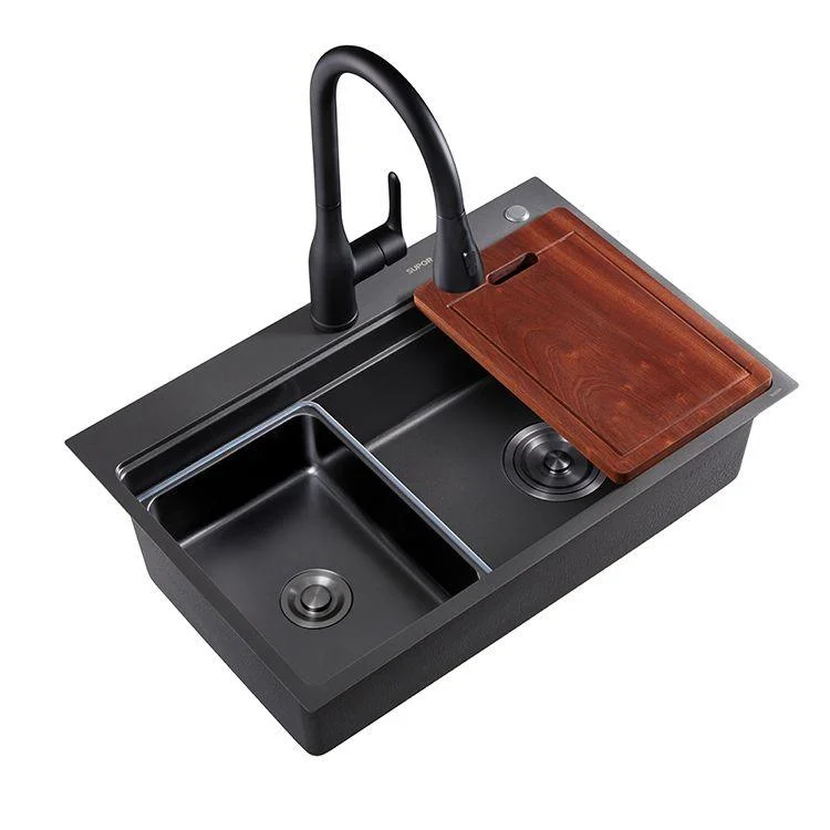 Kitchen Sink Ceramic Rectangular Tap Pull-out Black Kitchen Sink -Bathlova