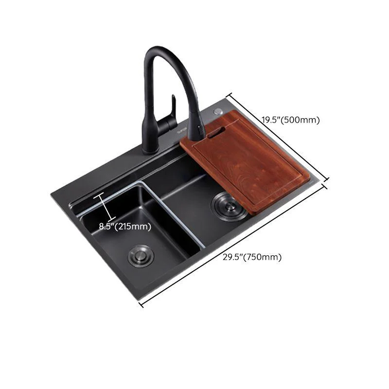 Kitchen Sink Ceramic Rectangular Tap Pull-out Black Kitchen Sink -Bathlova