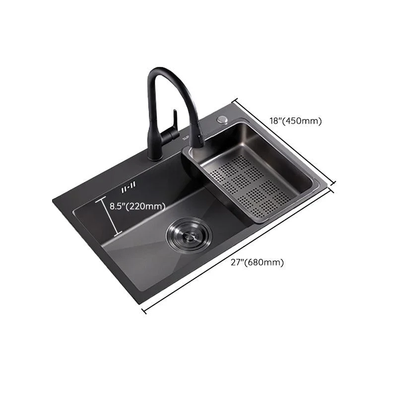 Kitchen Sink Ceramic Rectangular Tap Pull-out Black Kitchen Sink -Bathlova