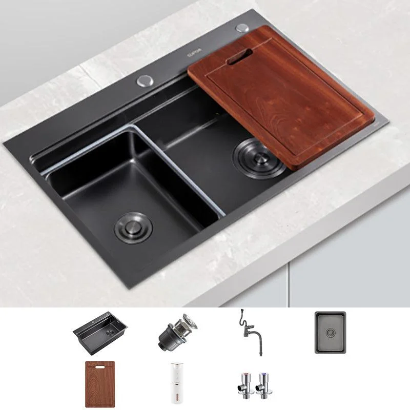 Kitchen Sink Ceramic Rectangular Tap Pull-out Black Kitchen Sink -Bathlova