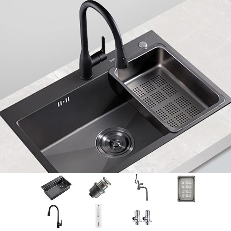 Kitchen Sink Ceramic Rectangular Tap Pull-out Black Kitchen Sink -Bathlova