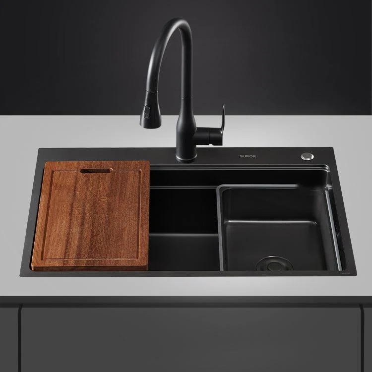 Kitchen Sink Ceramic Rectangular Tap Pull-out Black Kitchen Sink -Bathlova