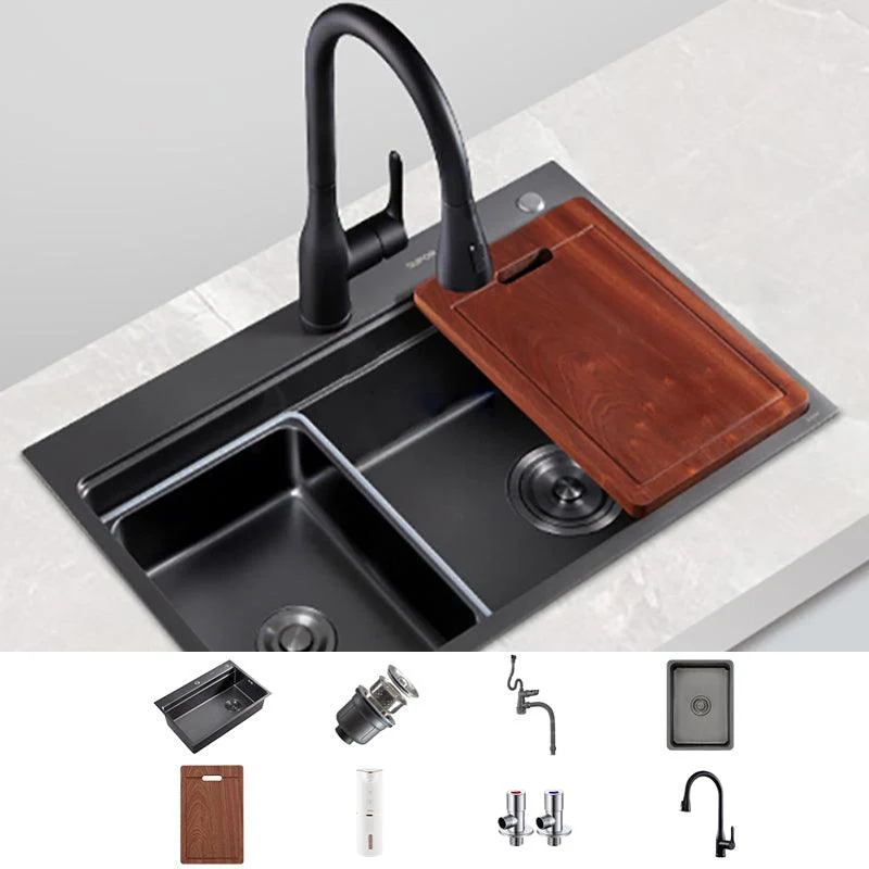 Kitchen Sink Ceramic Rectangular Tap Pull-out Black Kitchen Sink -Bathlova