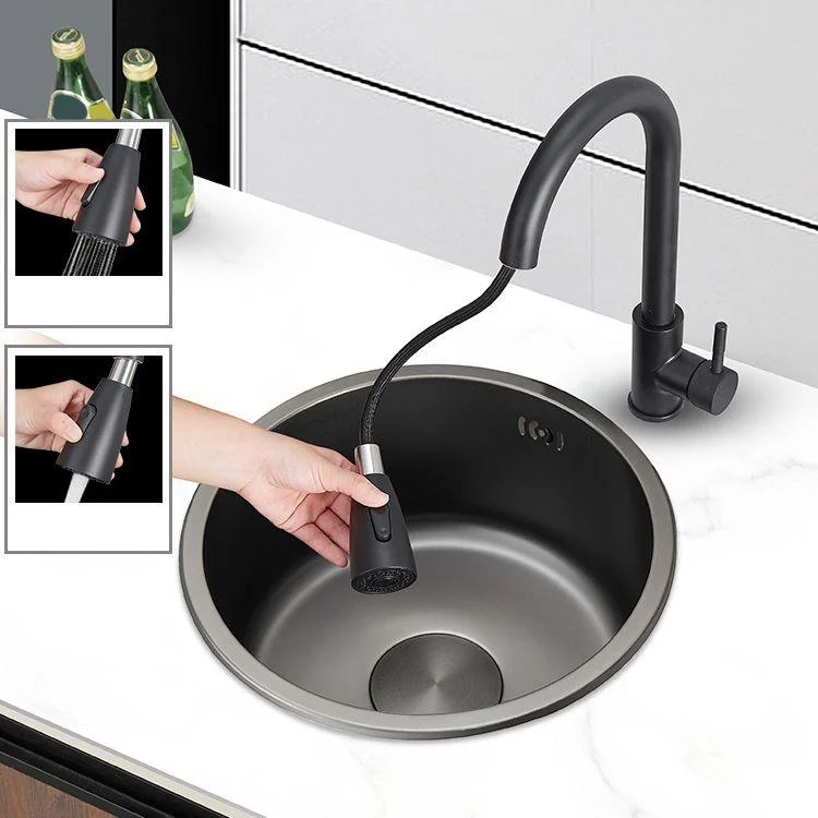 Kitchen Sink Round Single Bowl Fade Resistant Undermount Stainless Steel Kitchen Sink -Bathlova