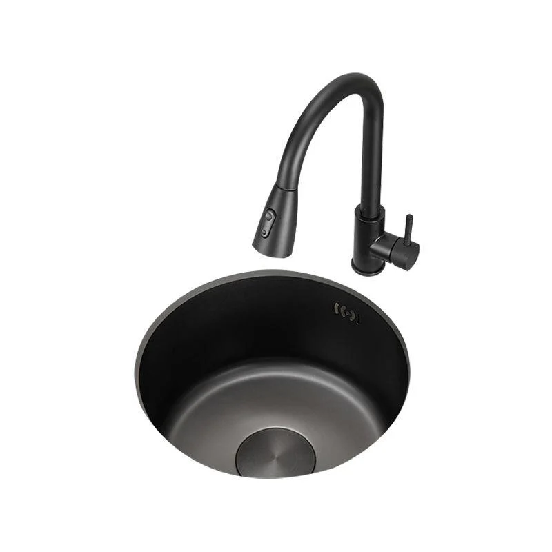 Kitchen Sink Round Single Bowl Fade Resistant Undermount Stainless Steel Kitchen Sink -Bathlova