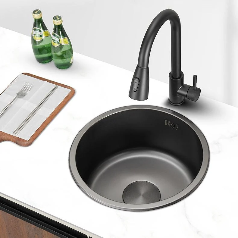 Kitchen Sink Round Single Bowl Fade Resistant Undermount Stainless Steel Kitchen Sink -Bathlova