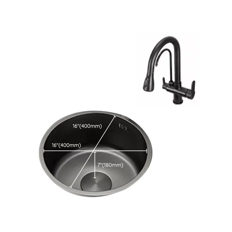 Kitchen Sink Round Single Bowl Fade Resistant Undermount Stainless Steel Kitchen Sink -Bathlova