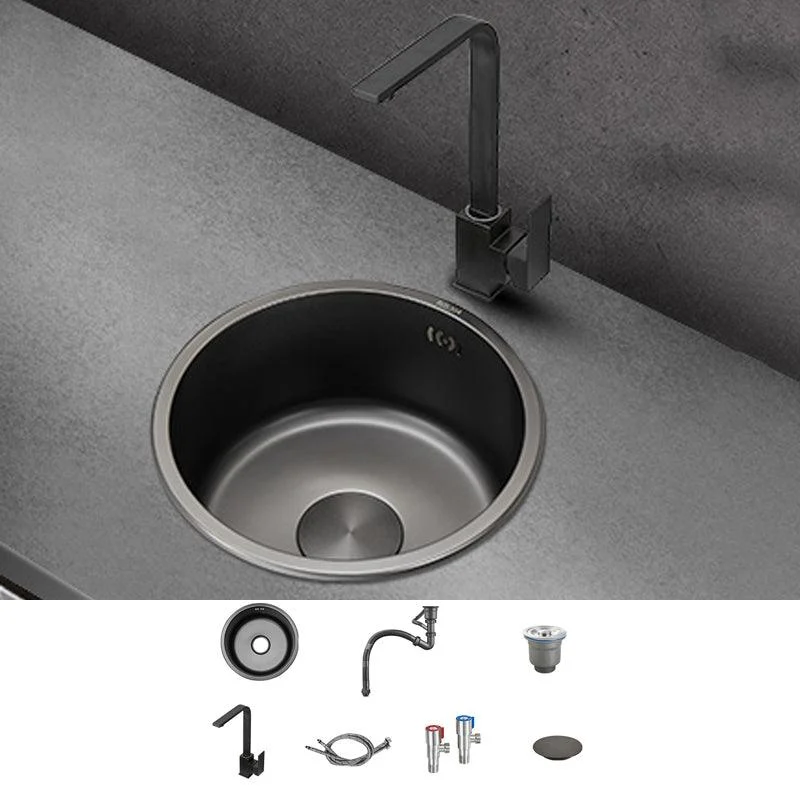 Kitchen Sink Round Single Bowl Fade Resistant Undermount Stainless Steel Kitchen Sink -Bathlova