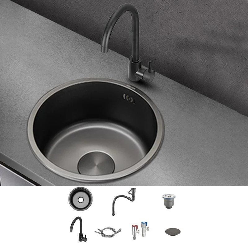 Kitchen Sink Round Single Bowl Fade Resistant Undermount Stainless Steel Kitchen Sink -Bathlova